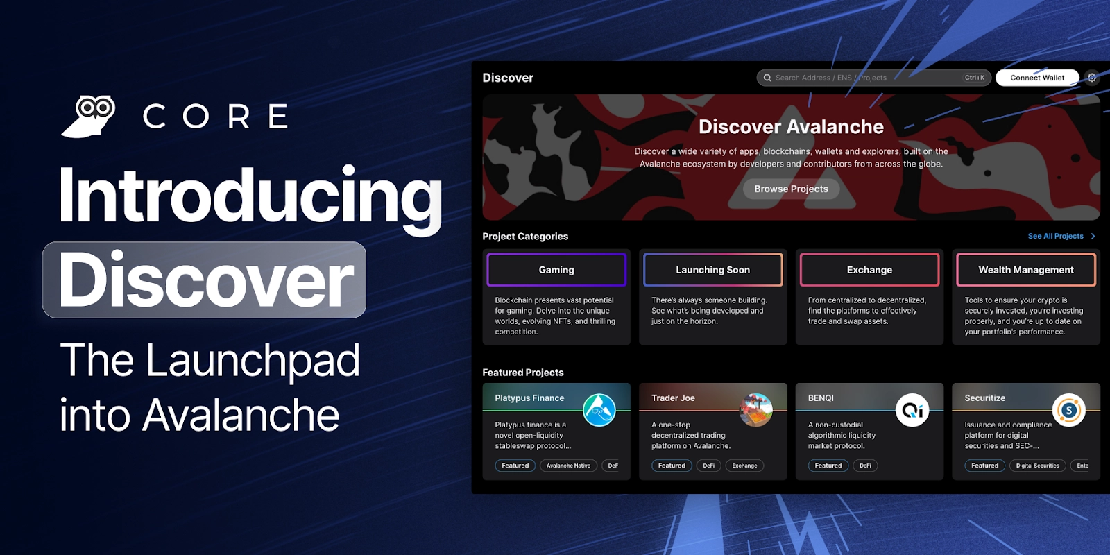 Core Launches Discover for Tracking the Latest Avalanche Ecosystem News, Events, and Projects